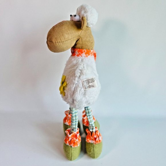 Long Legs Standing Sheep Plush Fluffy white coat flower Joelson Industries 2016 - Picture 9 of 12